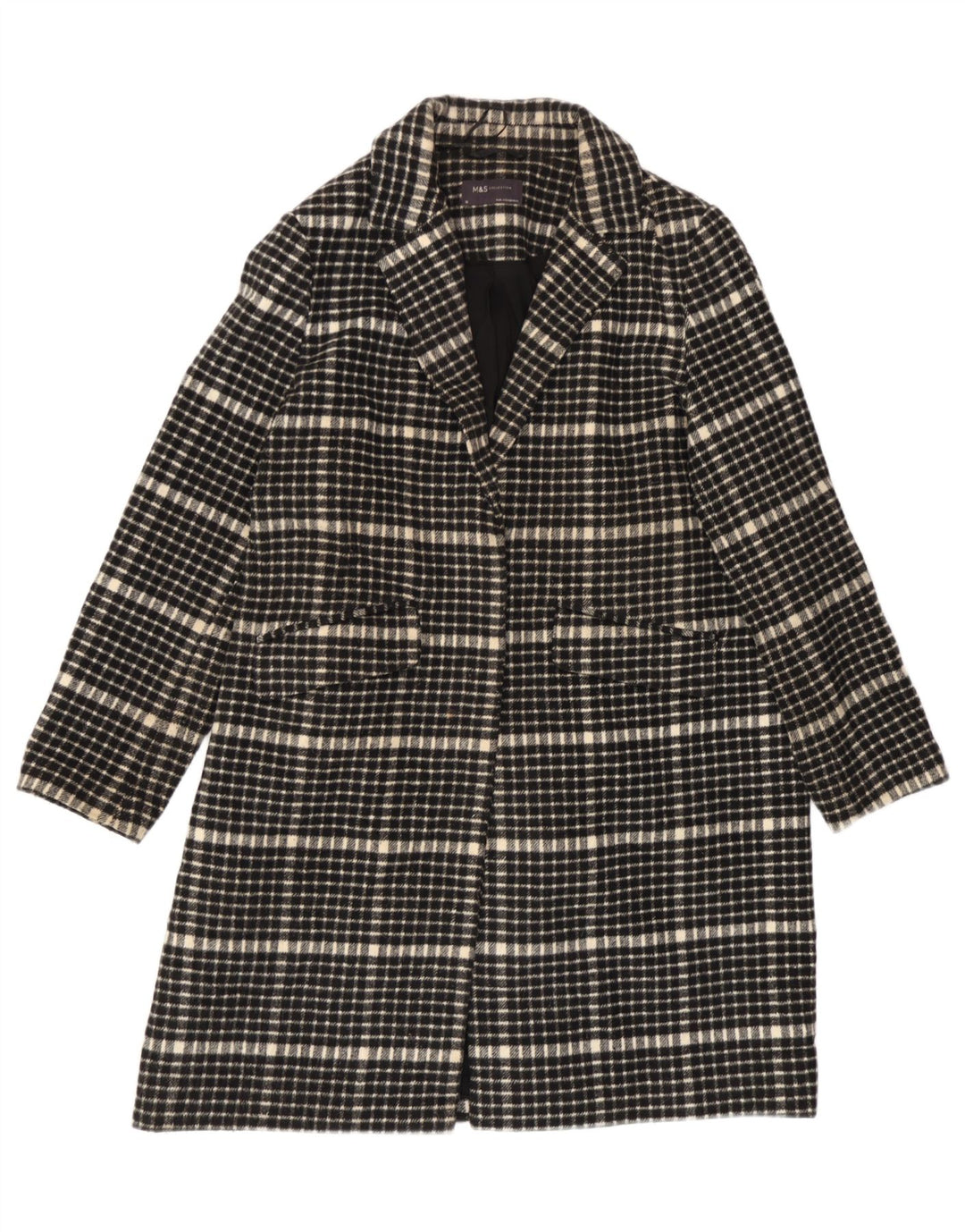 Palton pentru femei Marks & Spencer, cu ajustare largi, UK 18 XL, poliester cu check negru
