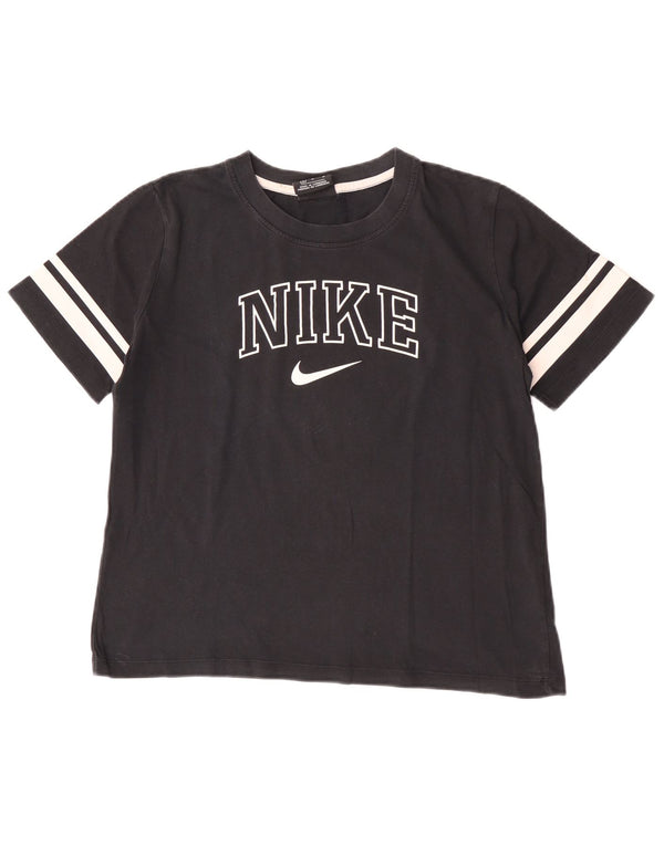 Tricou crop grafic Nike pentru femei Top UK 14 Medium Black Colorblock Bumbac