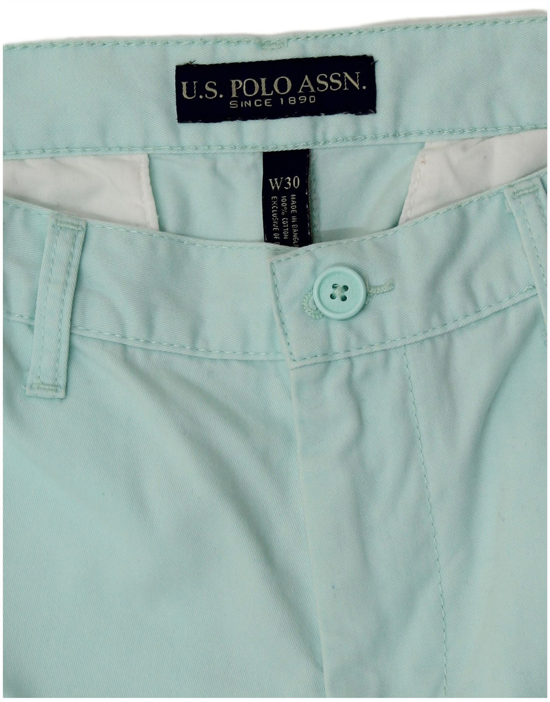 U.S. POLO ASSN. Pantaloni scurți chino pentru bărbați W30, bumbac albastru mediu