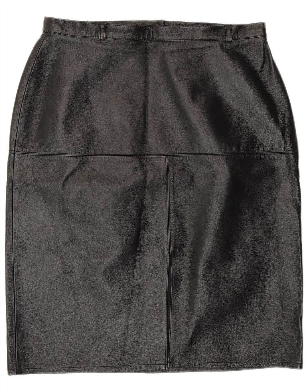 Fusta creion din piele vintage pentru femei UK 12 Medium W28 Piele neagră