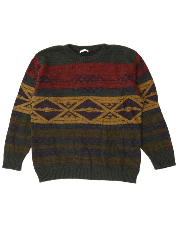 Pulover pentru bărbați Alba Moda cu gât crew pulover mare kaki geometric