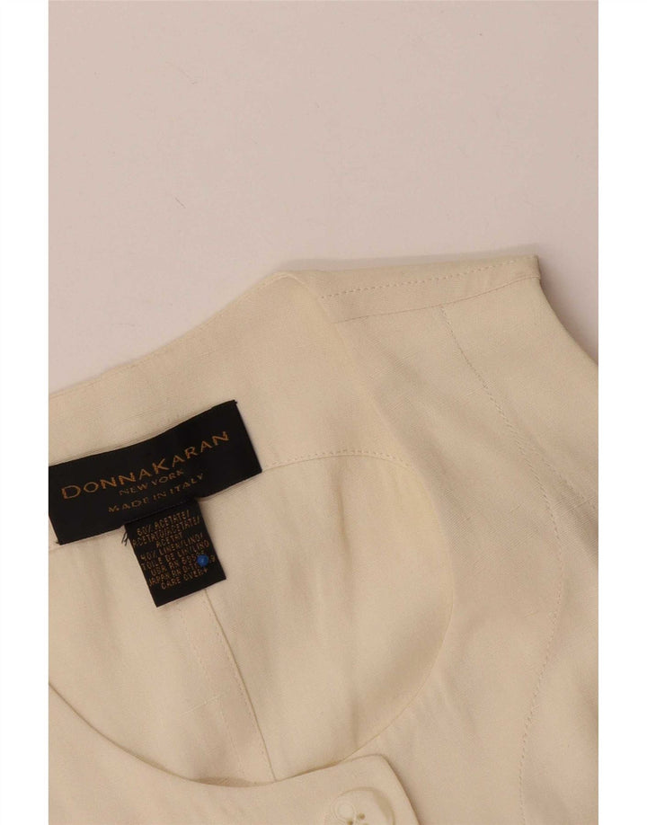 Jachetă blazer cu 5 nasturi Donna Karan pentru femei, alb deschis mediu, 12 UK