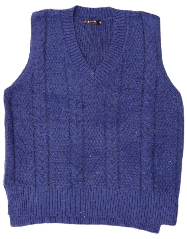 Marks & Spencer Womens Vest Tank Top UK 16 Large Blue Poliester