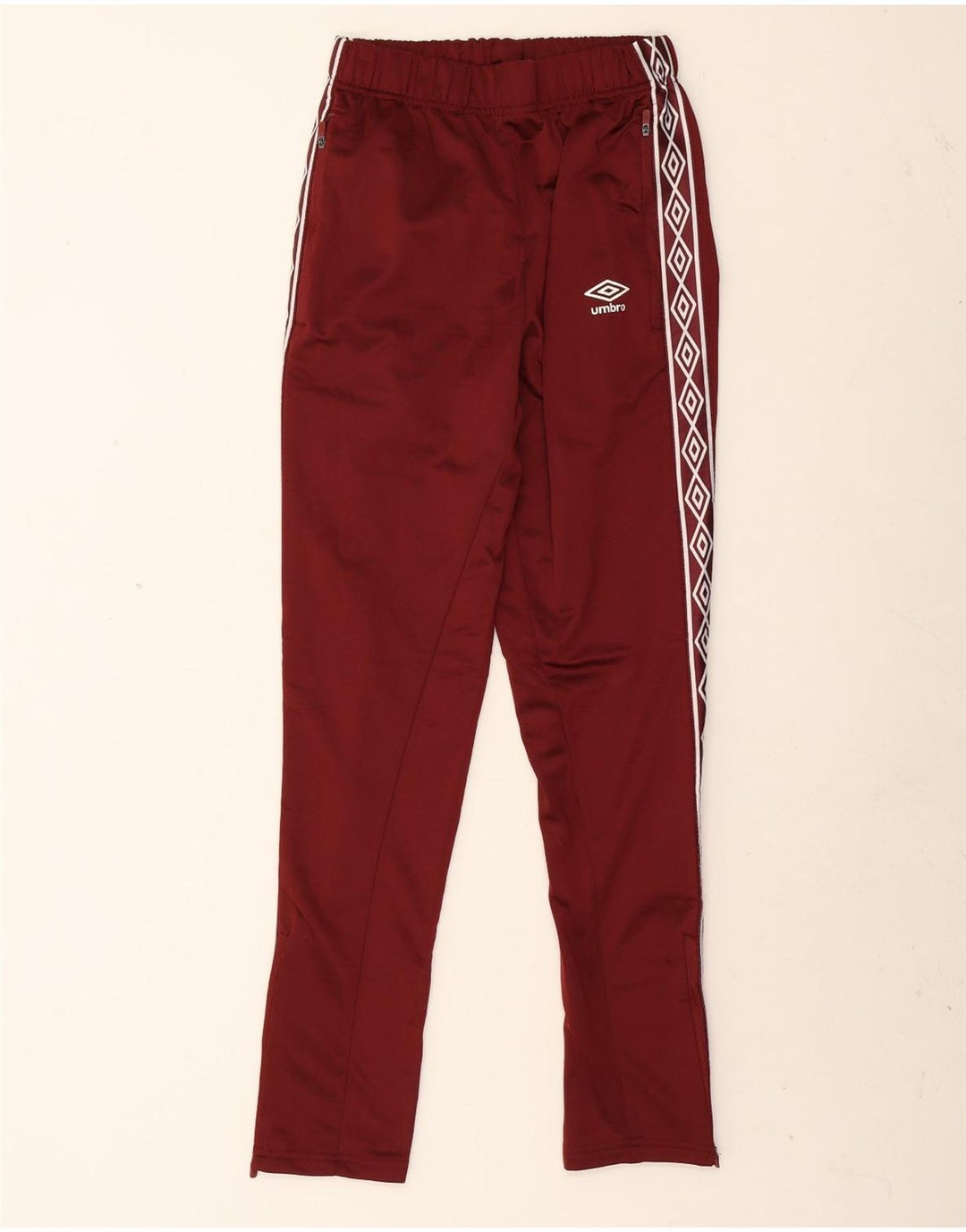 Pantaloni de trening grafic Umbro pentru bărbați, poliester mic de culoare burgundă