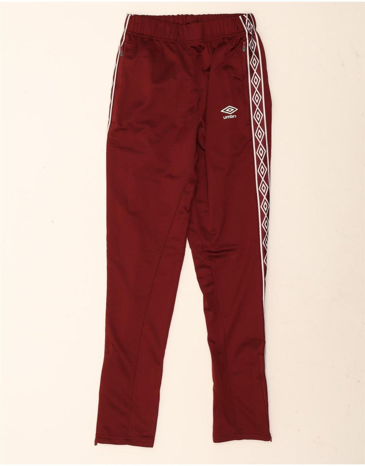 Pantaloni de trening grafic Umbro pentru bărbați, poliester mic de culoare burgundă