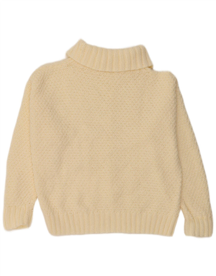 VINTAGE Pulover supradimensionat cu gât rulat pentru femei UK 18 XL alb