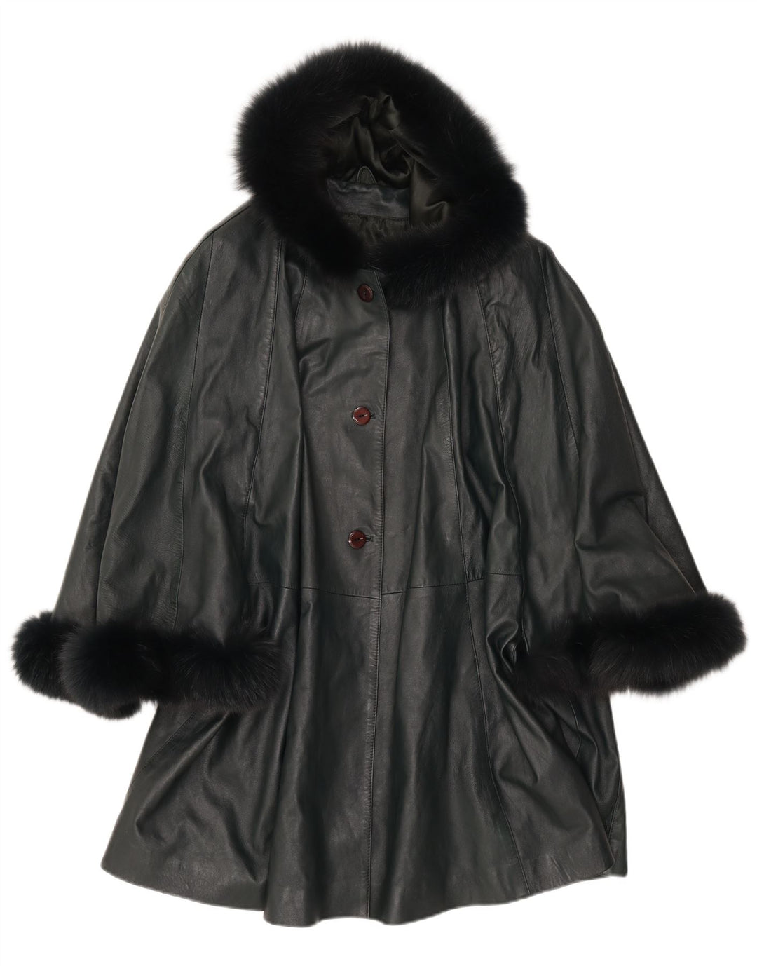 Poncho din piele pentru femei cu glugă SAKI UK 10 Mic din piele verde