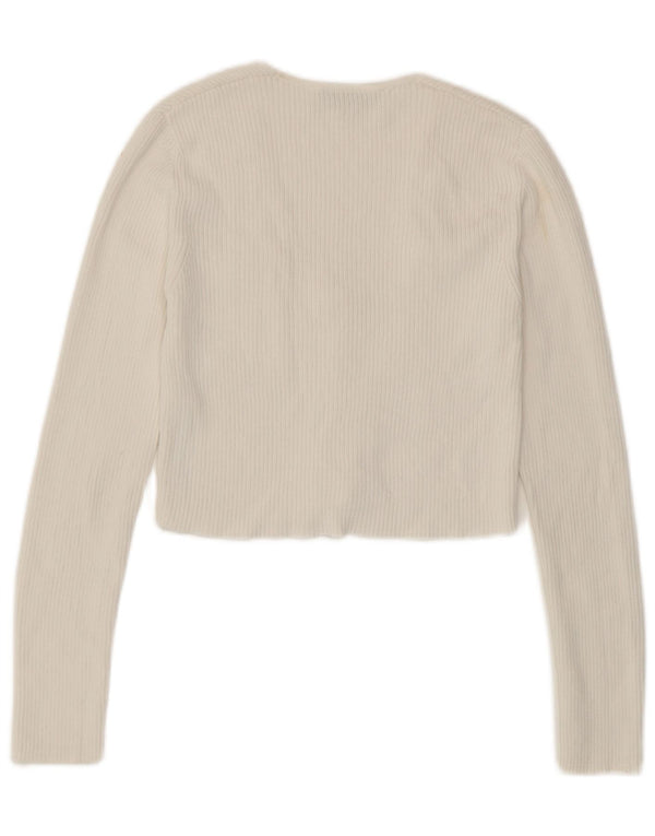 Pulover cardigan pentru femei Zara UK 12 Medium White Viscose