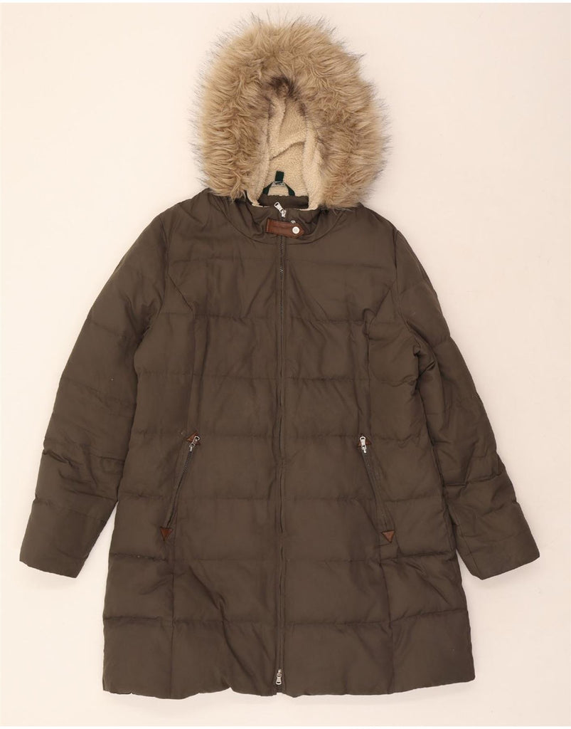RALPH LAUREN Womens Hooded Padded Coat UK 18 XL Grey Polyester Vintage Ralph Lauren and Second-Hand Ralph Lauren from Messina Hembry 