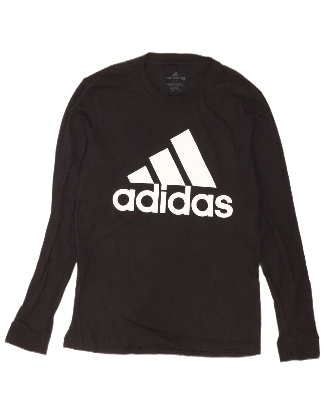 Tricou cu mânecă lungă pentru bărbați Adidas, bumbac negru mic
