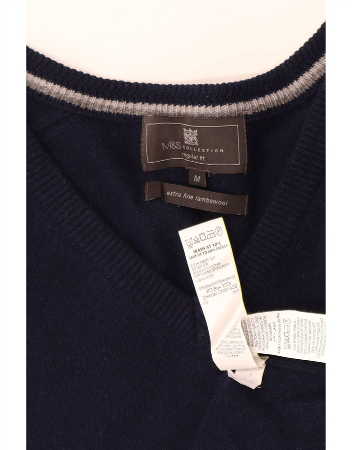 MARKS & SPENCER Pulover cu decolteu în V pentru bărbați, cu formă regulată, albastru bleumarin mediu