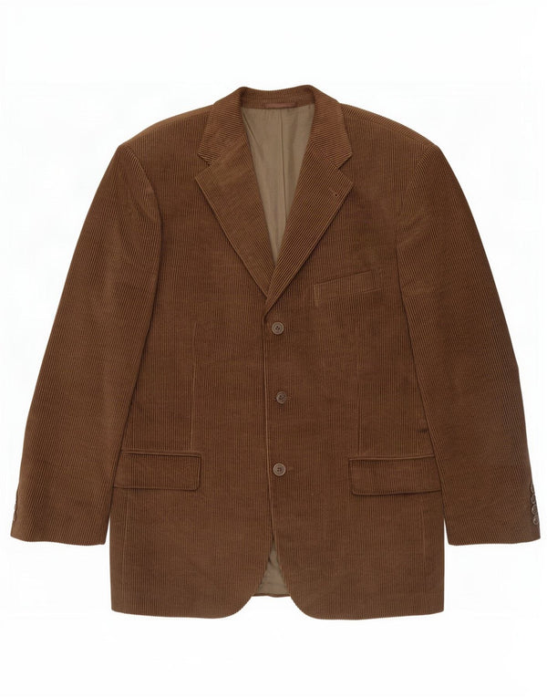 Jachetă vintage pentru bărbați din velur cu 3 nasturi IT 52 XL bumbac maro