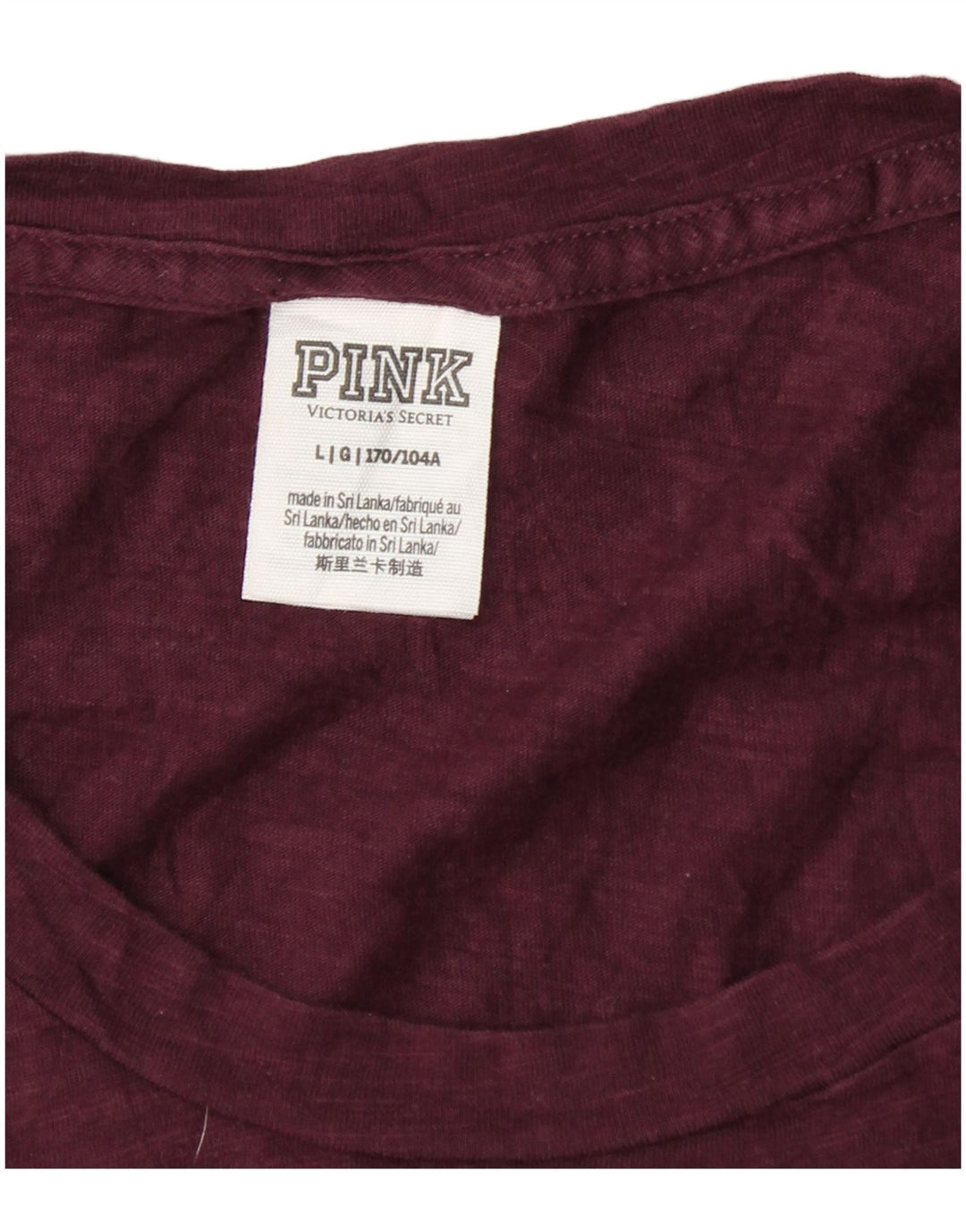 Tricou cu grafică roz pentru bărbați VICTORIA'S SECRET Top mare din bumbac burgundy