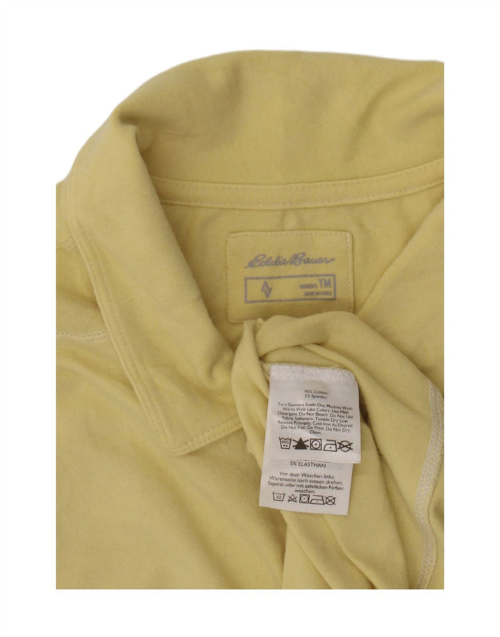 Tricou polo înalt pentru femei Eddie Bauer UK 12, bumbac galben mediu