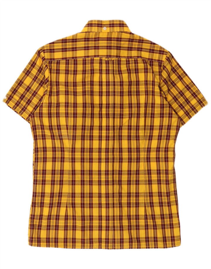 Cămașă cu mânecă scurtă Dr Martens pentru bărbați, poliester cu carouri galbene medii