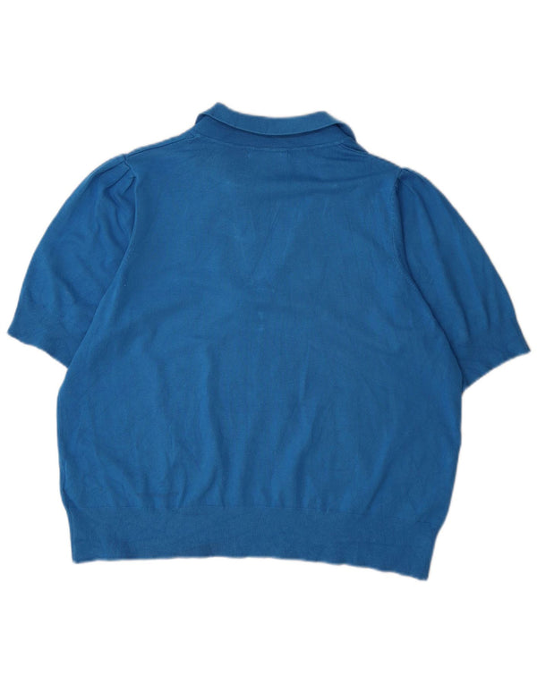 Pulover pentru femei Marks & Spencer, cu mânecă scurtă, cu gât polo, UK 18 XL Albastru