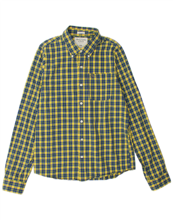 ABERCROMBIE & FITCH Cămașă pentru bărbați Muscle 2XL Yellow Check Bumbac