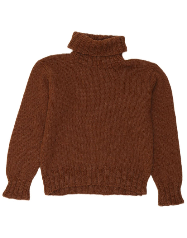 Pulover vintage pentru femei cu gât rulat, UK 12, maro mediu