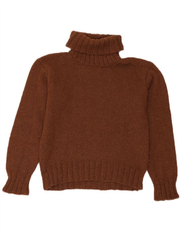 Pulover vintage pentru femei cu gât rulat, UK 12, maro mediu