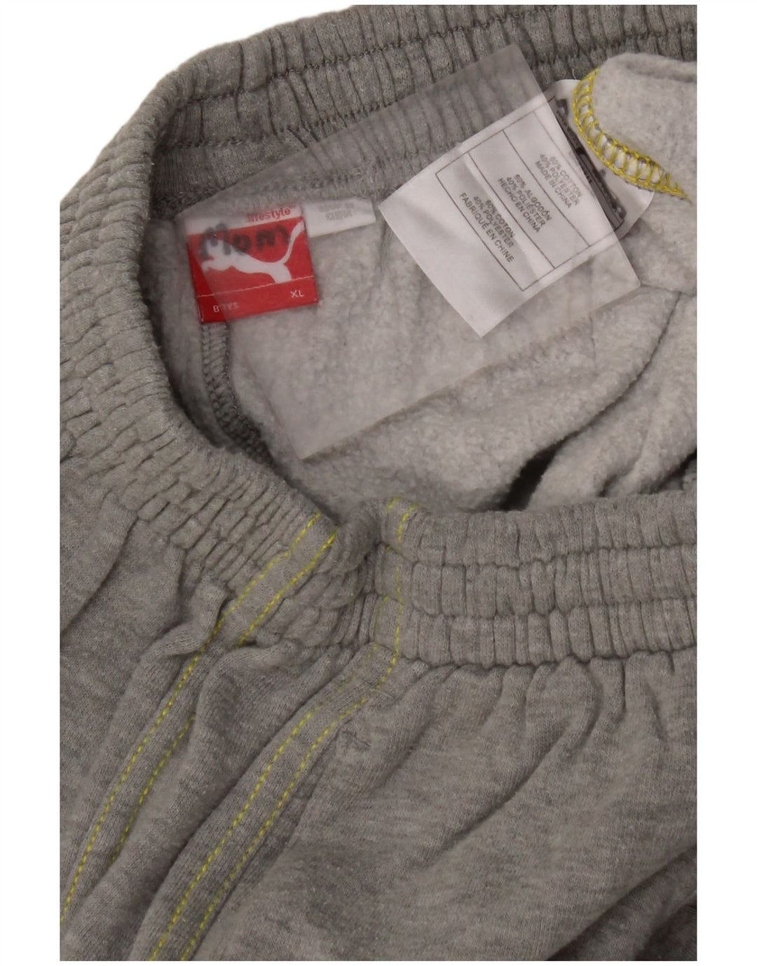 Pantaloni de trening grafic PUMA pentru băieți 13-14 ani, bumbac gri