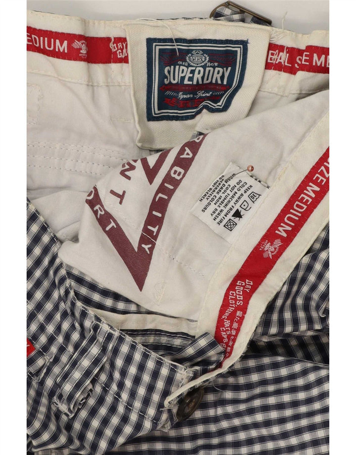 Pantaloni scurți cargo Superdry pentru bărbați, medii W32, albastru marin, bumbac vichy