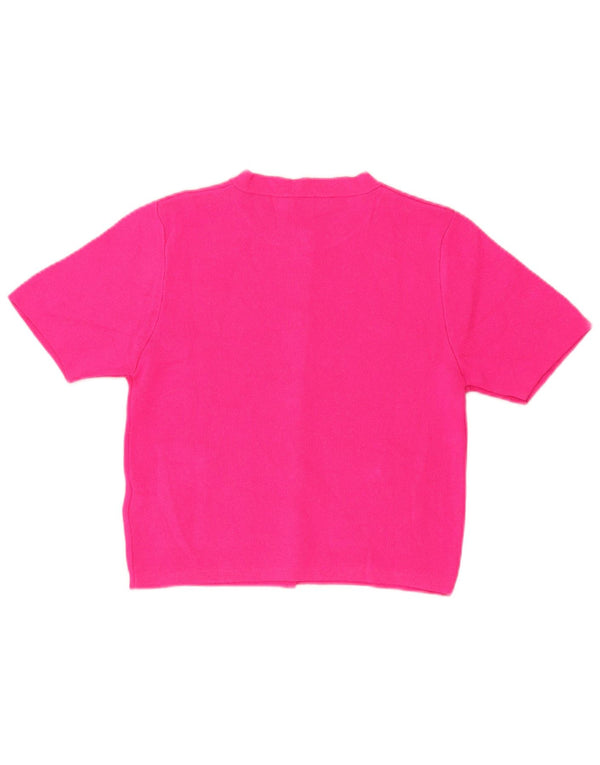 Pulover cardigan cu mânecă scurtă pentru femei Zara UK 10 mic roz acrilic