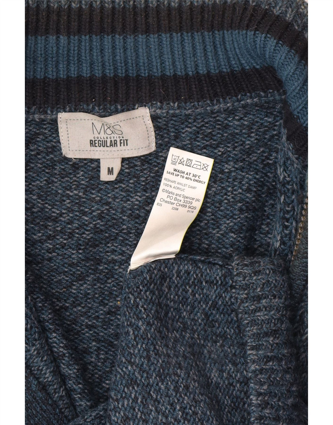 Pulover cardigan pentru bărbați Marks & Spencer, cu formă regulată, albastru mediu acrilic