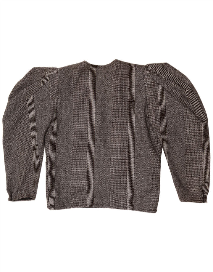 Blazer vintage pentru femei cu 1 nasture, UK 14, mare, gri cu dungi