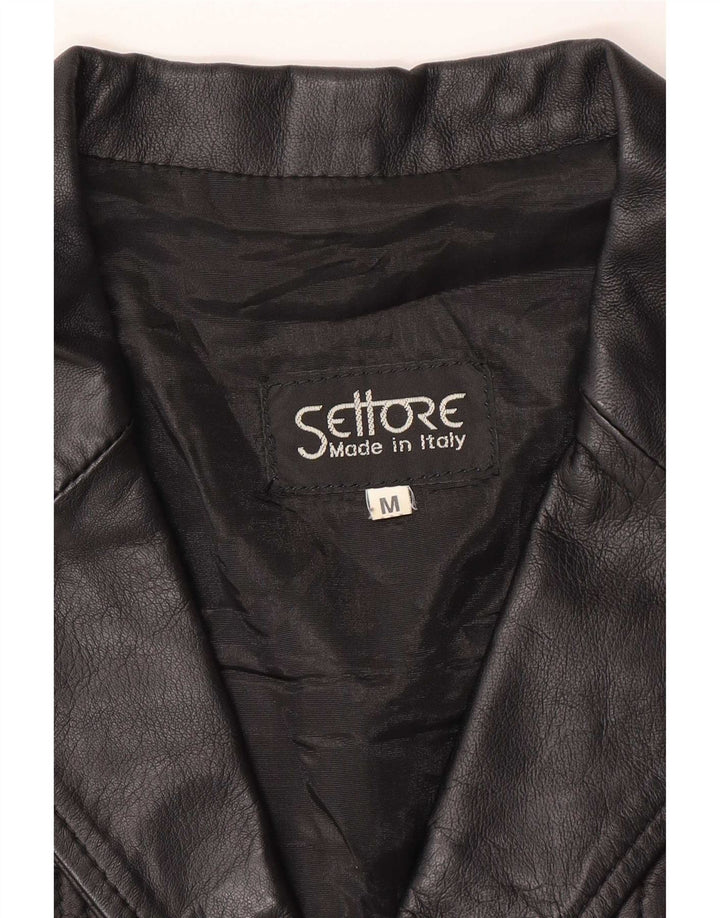 Sacou blazer din piele cu 3 nasturi Settore UK 12 Medium Negru