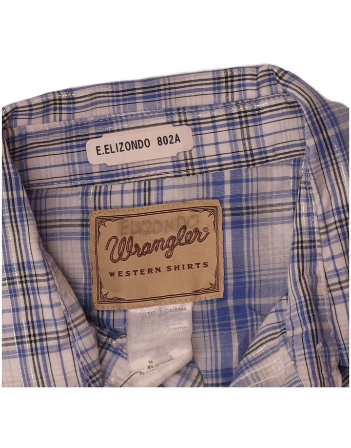 Cămașă Western cu mânecă scurtă pentru bărbați Wrangler, XL, carouri albastre