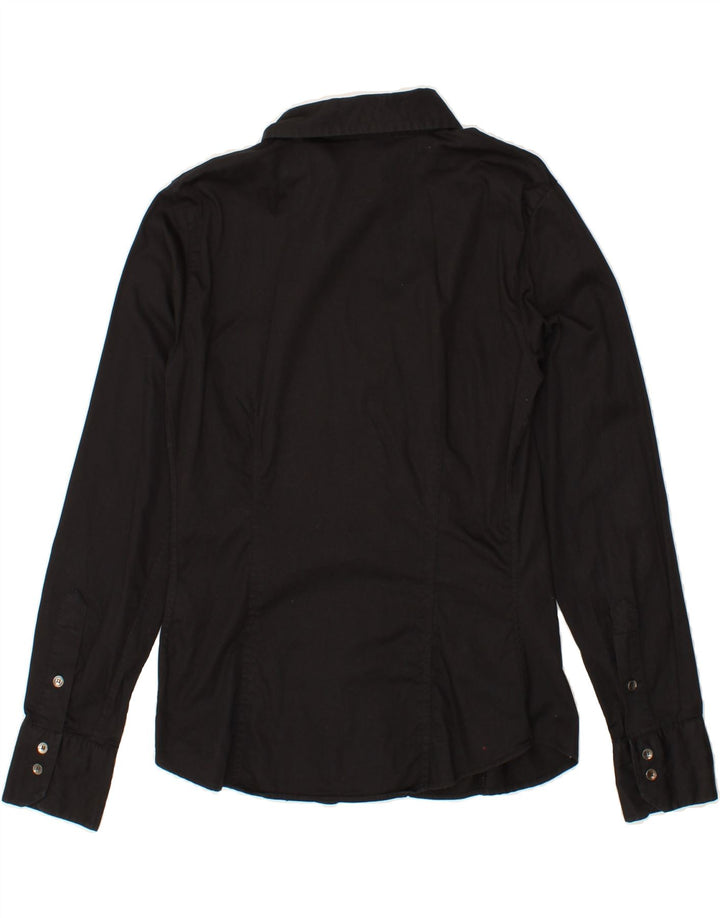 MURPHY & NYE Womens Shirt UK 14 Large Black Cotton Vintage Murphy & Nye and Second-Hand Murphy & Nye from Messina Hembry 