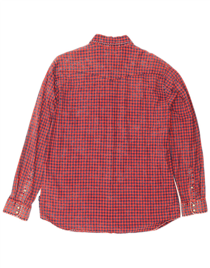 Cămașă de flanel Jack & Jones pentru bărbați, XL, bumbac vichy roșu