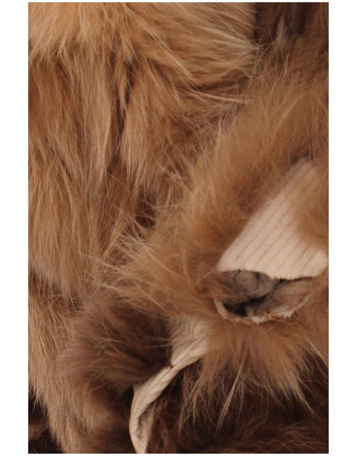 VINTAGE pardesiu reversibil pentru femei din blană artificială UK 18 XL maro floral