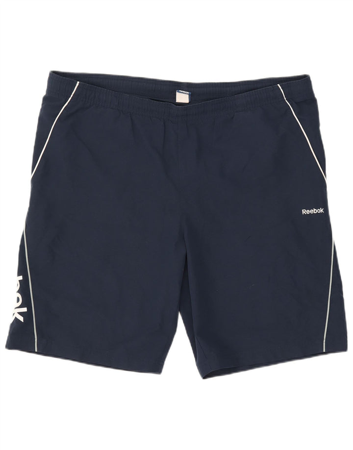 Pantaloni scurți sport grafic Reebok pentru bărbați, mari, albastru, poliester