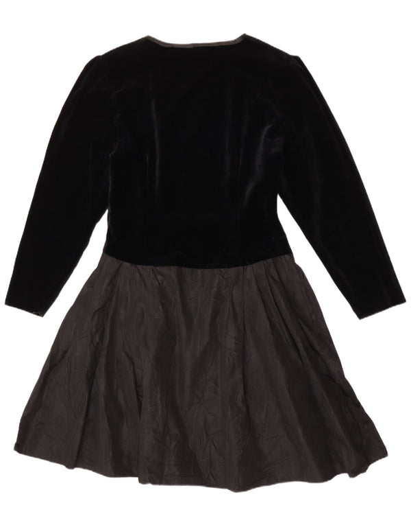 Rochie A-Line cu mânecă lungă pentru femei vintage UK 14 Medium Black