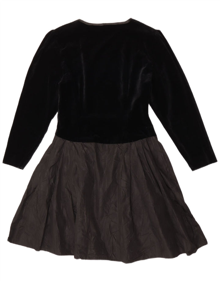 Rochie A-Line cu mânecă lungă pentru femei vintage UK 14 Medium Black