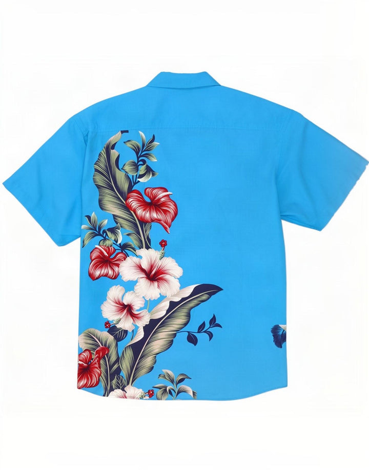 Cămașă cu mânecă scurtă Lowes pentru bărbați, 2XL, albastru, poliester, hawaian