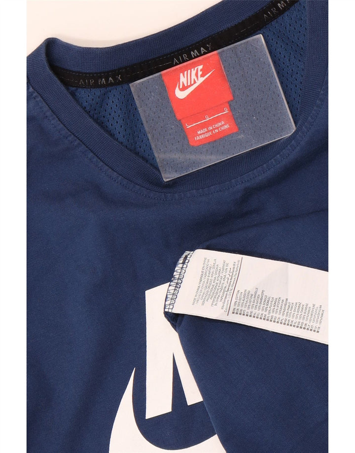 Tricou grafic pentru bărbați NIKE Top mare, albastru, bumbac