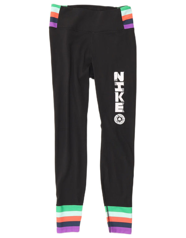 Leggings grafic Nike pentru femei UK 6 XS, negru, poliester