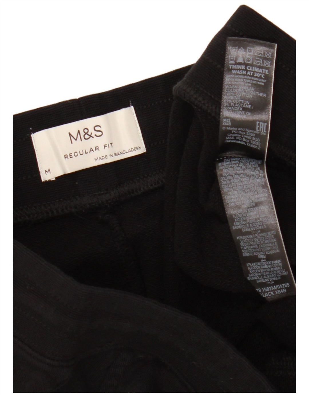 MARKS & SPENCER Pantaloni scurți sport pentru bărbați, bumbac negru mediu