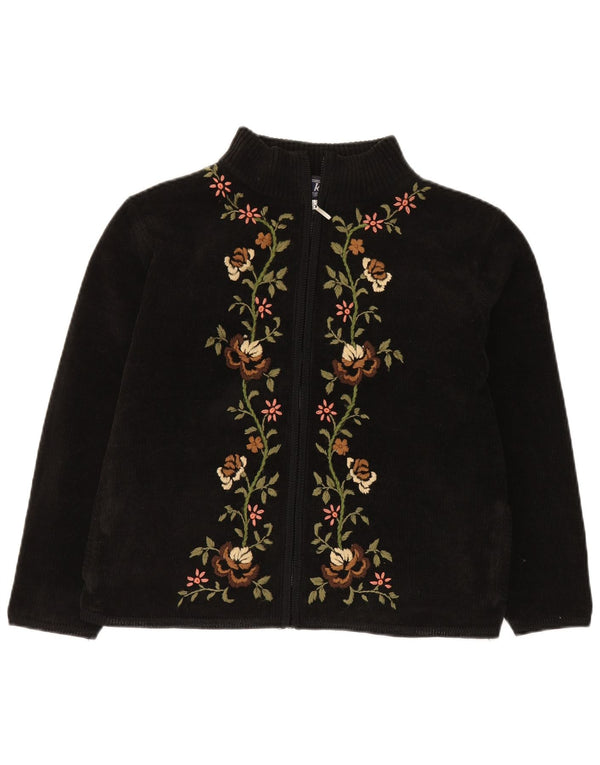 Pulover cardigan supradimensionat pentru femei Akal UK 10 Mic Negru Floral Acrilic
