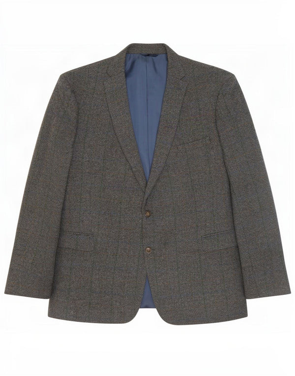 Jachetă pentru bărbați Harris Tweed cu 2 nasturi IT 52 XL Lână cu carouri gri