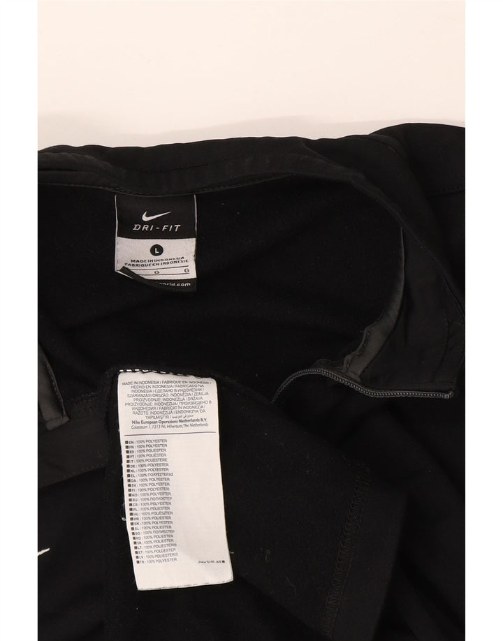 Pulover pentru bărbați Nike Dri Fit, cu fermoar, cu gât, poliester mare, negru