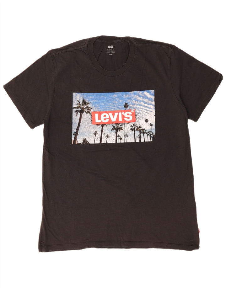 Tricou grafic Levi's pentru bărbați Top mare din bumbac negru