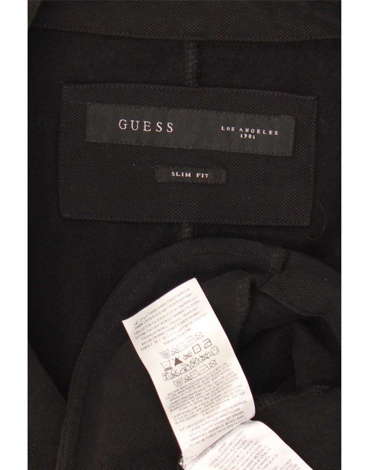 Jachetă pentru bărbați Guess, slim fit, cu 2 nasturi, UK 32 2XS, bumbac negru