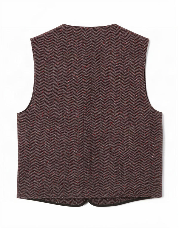 Jimmy Hourihan Mens Waistcoat Large Grey Herringbone New Wool