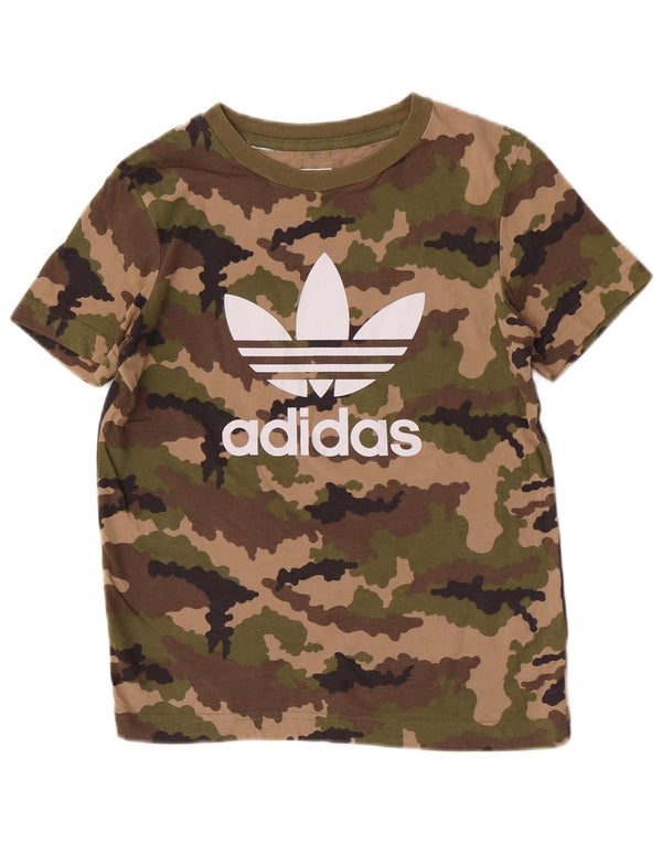 Tricou cu grafică obișnuită Adidas pentru băieți Top 9-10 ani Camuflaj verde