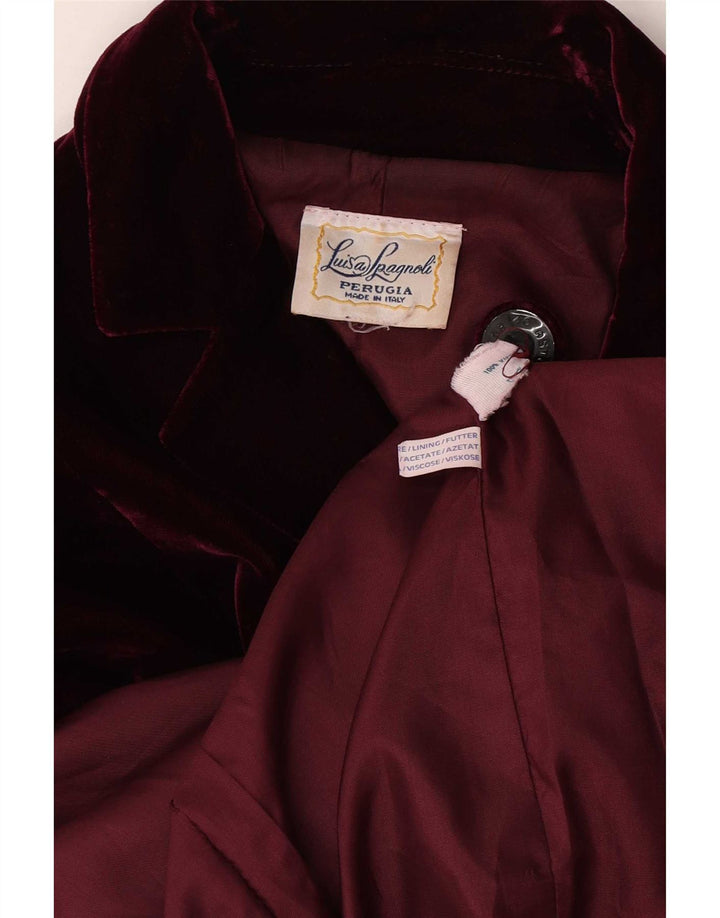 Luisa Spagnoli Jachetă pentru femei din catifea cu 4 nasturi, UK 14 Burgundy mediu