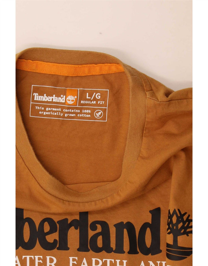 Top grafic Timberland cu mânecă lungă, mare, maro, bumbac
