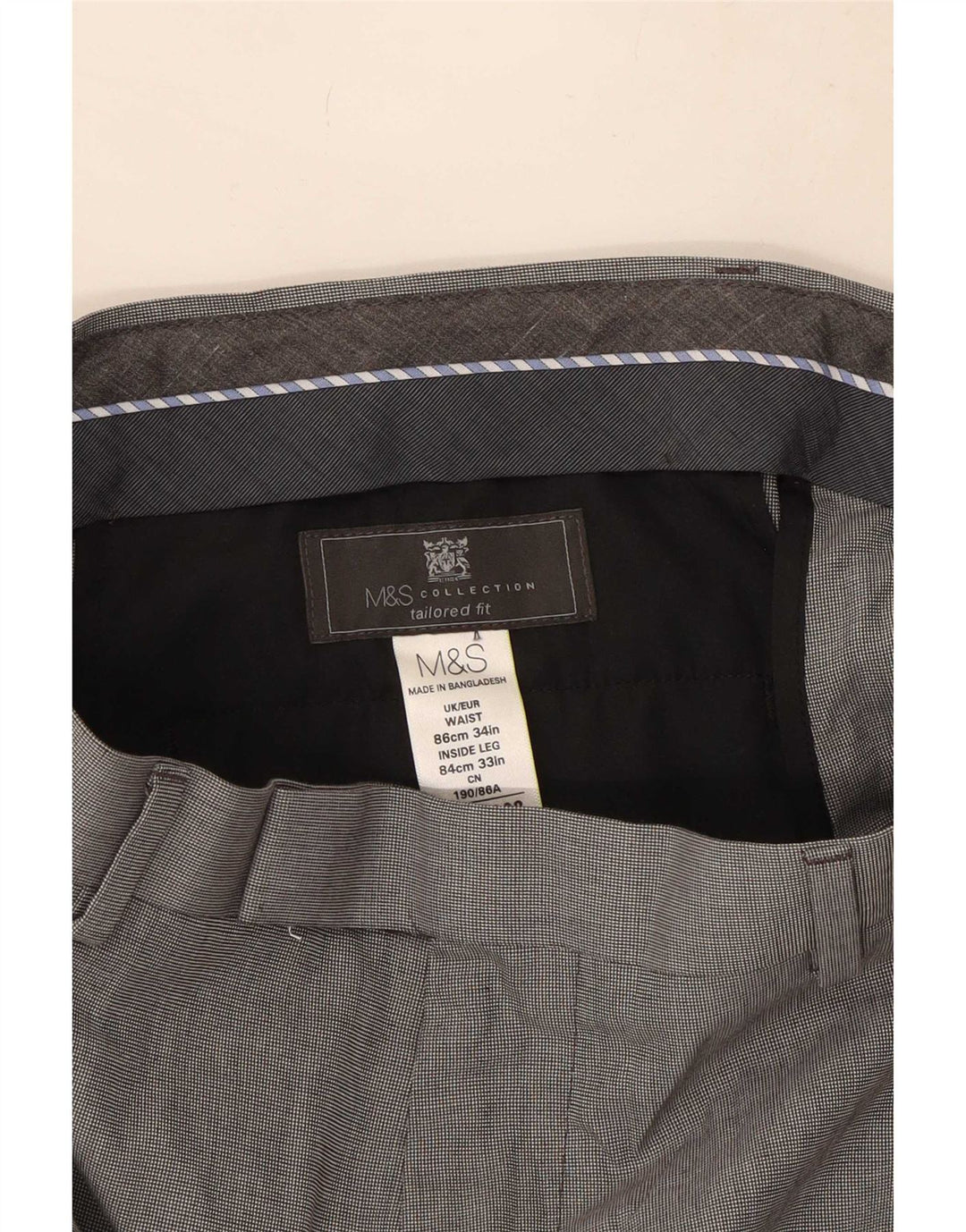 Marks & Spencer Pantaloni casual croiți pentru bărbați L34 L33 Poliester gri
